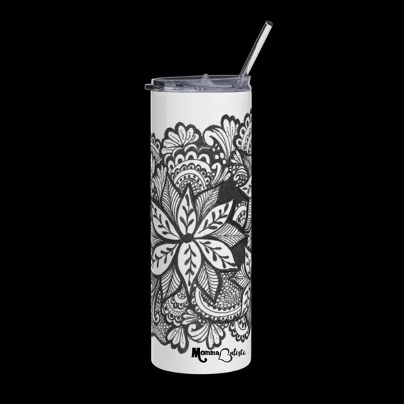BW Victory Flower Tumbler by Momma Balisti - 20oz Stainless Steel Tumbler - Picture 1 of 4